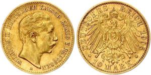 10 Марка Королівство Пруссія (1701-1918) Золото Wilhelm II, German Emperor (1859-1941)