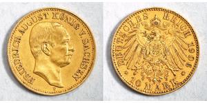 10 Марка Королівство Саксонія (1806 - 1918) Золото Frederick Augustus III of Saxony (1865-1932)