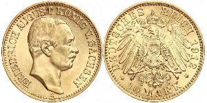 10 Марка Королівство Саксонія (1806 - 1918) Золото Frederick Augustus III of Saxony (1865-1932)