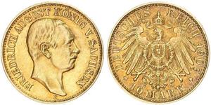 10 Марка Королівство Саксонія (1806 - 1918) Золото Frederick Augustus III of Saxony (1865-1932)
