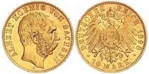 10 Марка Королівство Саксонія (1806 - 1918) Золото Albert of Saxony