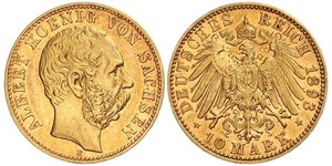10 Марка Королівство Саксонія (1806 - 1918) Золото Albert of Saxony