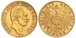 10 Марка Королівство Саксонія (1806 - 1918) Золото Frederick Augustus III of Saxony (1865-1932)