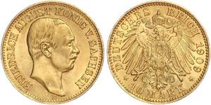 10 Марка Королівство Саксонія (1806 - 1918) Золото Frederick Augustus III of Saxony (1865-1932)