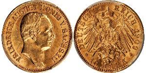 10 Марка Королівство Саксонія (1806 - 1918) Золото Frederick Augustus III of Saxony (1865-1932)