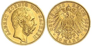 10 Марка Королівство Саксонія (1806 - 1918) Золото Albert of Saxony