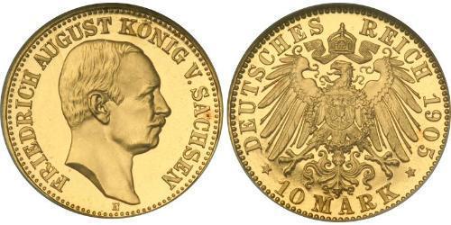 10 Марка Королівство Саксонія (1806 - 1918) Золото Frederick Augustus III of Saxony (1865-1932)