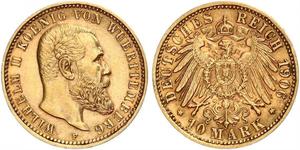 10 Марка Німецька імперія (1871-1918) Золото Wilhelm II, German Emperor (1859-1941)