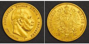 10 Марка Пруссия (королевство) (1701-1918) Золото Wilhelm I, German Emperor (1797-1888)