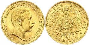 10 Марка Пруссия (королевство) (1701-1918) Золото Wilhelm II, German Emperor (1859-1941)