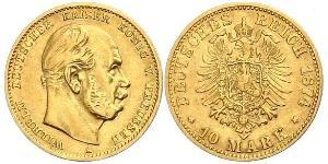 10 Марка Пруссия (королевство) (1701-1918) Золото Wilhelm I, German Emperor (1797-1888)