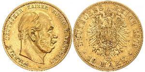 10 Марка Пруссия (королевство) (1701-1918) Золото Wilhelm I, German Emperor (1797-1888)