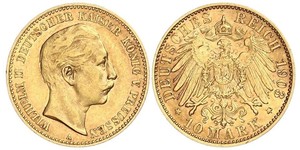 10 Марка Пруссия (королевство) (1701-1918) Золото Wilhelm II, German Emperor (1859-1941)