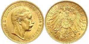 10 Марка Пруссия (королевство) (1701-1918) Золото Wilhelm II, German Emperor (1859-1941)