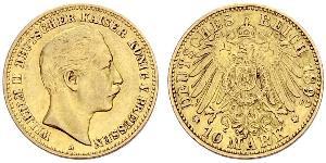 10 Марка Пруссия (королевство) (1701-1918) Золото Wilhelm II, German Emperor (1859-1941)