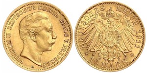 10 Марка Пруссия (королевство) (1701-1918) Золото Wilhelm II, German Emperor (1859-1941)