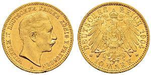10 Марка Пруссия (королевство) (1701-1918) Золото Wilhelm II, German Emperor (1859-1941)