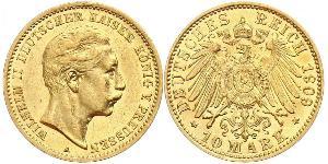 10 Марка Пруссия (королевство) (1701-1918) Золото Wilhelm II, German Emperor (1859-1941)