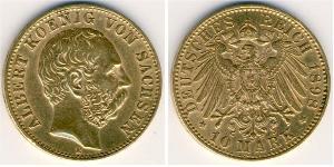 10 Марка Саксония (королевство) (1806 - 1918) Золото Альберт (король Саксонии)