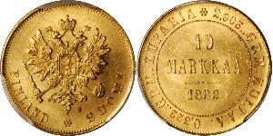 10 Марка Финляндия (1917 - ) / Российская империя (1720-1917) Золото Александр III (1845 -1894)