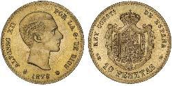 10 Peseta Kingdom of Spain (1874 - 1931) Oro Alfonso XII of Spain (1857 -1885)