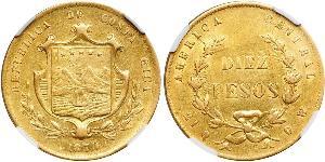 10 Песо Costa Rica (1821 - ) Золото 