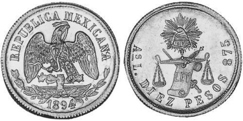 10 Песо Мексиканські Сполучені Штати (1867 - ) Золото 