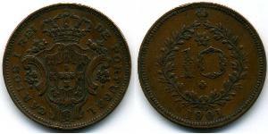 10 Рейс Азорські о-ви / Королівство Португалія (1139-1910) Мідь 