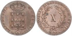 10 Рейс Королівство Португалія (1139-1910) Мідь Мария II королева Португалії (1819-1853)