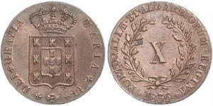 10 Рейс Королівство Португалія (1139-1910) Мідь Мария II королева Португалії (1819-1853)