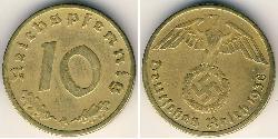10 Рейхспфеніг Третій рейх (1933-1945) Латунь 