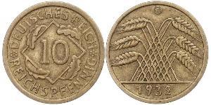 10 Рейхспфеніг / 10 Пфеніг Веймарська республіка (1918-1933) Латунь 