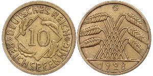 10 Рейхспфеніг / 10 Пфеніг Веймарська республіка (1918-1933) Латунь 