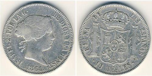 10 Риал Королевство Испания (1814 - 1873) Серебро 