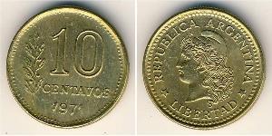 10 Сентаво Республіка Аргентина (1861 - ) Латунь 