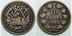 10 Сентаво Никарагуа (1821 - ) Серебро 