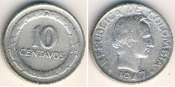 10 Сентаво Республика Kолумбия Серебро 