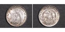 10 Сентаво Республика Гватемала (1838 - ) Серебро 