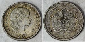 10 Сентаво Республіка Колумбія (1886 - ) Срібло 