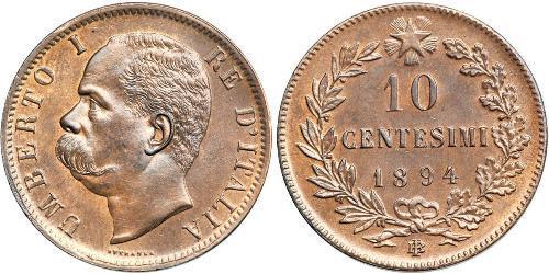 10 Сентесімо Kingdom of Italy (1861-1946) Мідь Умберто I (1844-1900)