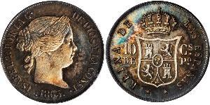10 Сентимо Филиппины Серебро Isabella II of Spain (1830- 1904)