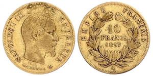 10 Франк Second French Empire (1852-1870) Золото Наполеон ІІІ Бонапарт (1808-1873)