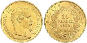 10 Франк Second French Empire (1852-1870) Золото Наполеон ІІІ Бонапарт (1808-1873)