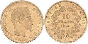 10 Франк Second French Empire (1852-1870) Золото Наполеон ІІІ Бонапарт (1808-1873)