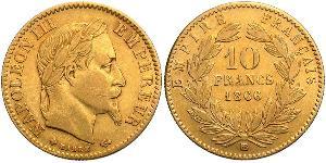 10 Франк Вторая французская империя (1852-1870) Золото Наполеон III Бонапарт (1808-1873)