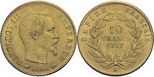 10 Франк Вторая французская империя (1852-1870) Золото Наполеон III Бонапарт (1808-1873)