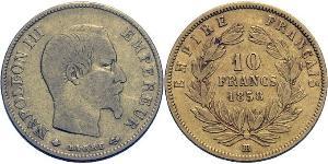 10 Франк Вторая французская империя (1852-1870) Золото Наполеон III Бонапарт (1808-1873)