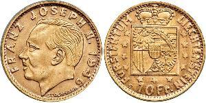10 Франк Ліхтенштейн (1719 - ) Золото Franz Joseph II, Prince of Liechtenstein (1938 - 1989) 