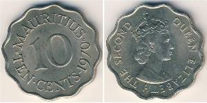 10 Цент Маврикий (1968 - ) Никель/Медь Елизавета II (1926-2022)