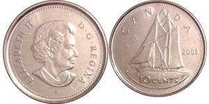 10 Цент Канада Нікель Єлизавета II (1926-2022)